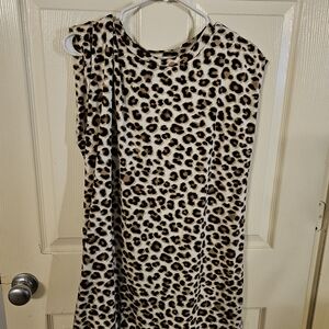 Leopard Print Sleeveless Dress - Cream, Brown & Black